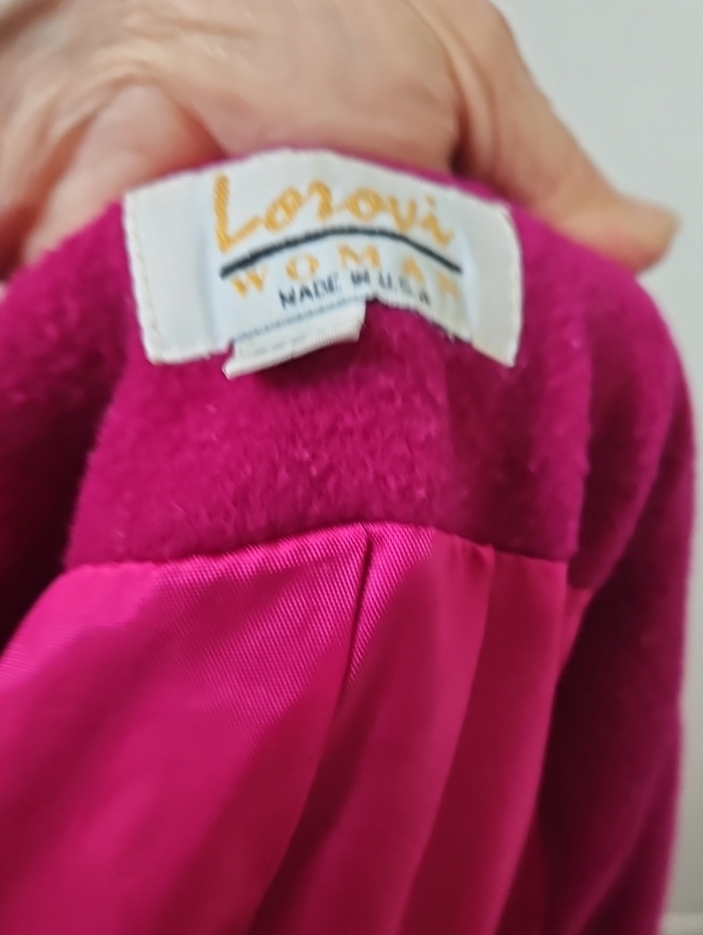 Lorovi Fuchsia Long Wool Coat with Oversized Collar Petite - Picture 7 of 8